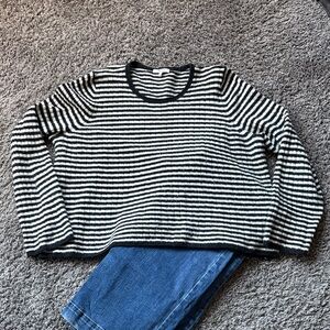 Madewell Black & White Striped Alpaca/Wool Blend Sweater 3X (22/24)